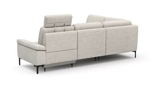 Ecksofa Matero - Ecke mit 2-Sitzer rechts inkl. Relaxfunktion motorisch und Sitzvorzug, Stoff, Hellgrau