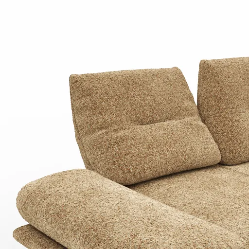 Ecksofa Lucero 2.0 - 2-Sitzer mit Longchair rechts inkl. Rückenlehne verstellbar, Stoff, Cognac
