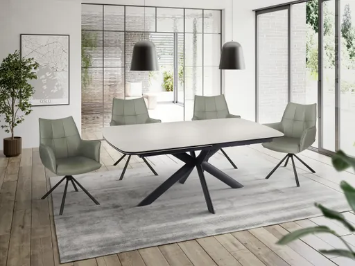 Esstisch MAXIE - ausziehbar, LB ca. 190x98 cm, Glaskeramik, Travertin farbig