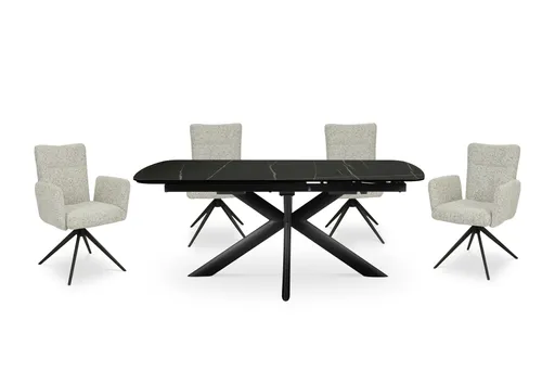 Esstisch MAXIE - ausziehbar, LB ca. 190x98 cm, Glaskeramik, Anthrazit Struktur