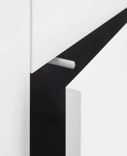 Lowboard - B ca. 207 cm, Weiß, Asteiche, Schwarz