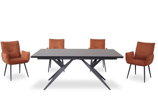 Esstisch MICHELA - ausziehbar, LB ca. 180x95 cm, Glaskeramik, Dunkelgrau