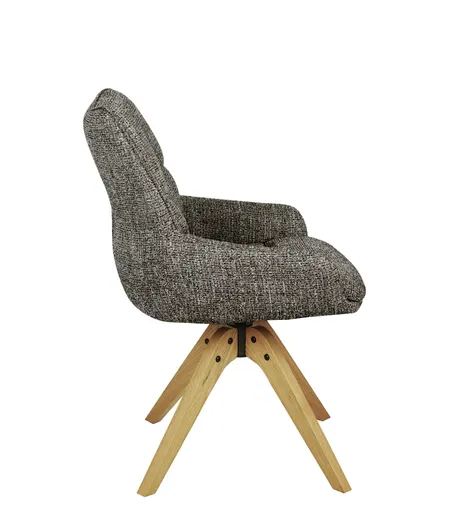 Armlehnstuhl MATTEA - drehbar, Stoff, Braun