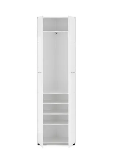 Garderobenschrank- Weiß, Weiß, Hochglanz
