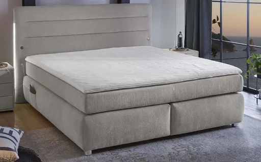 Boxspringbett- Liegefläche ca. 180x200 cm, Stoff, Hellgrau