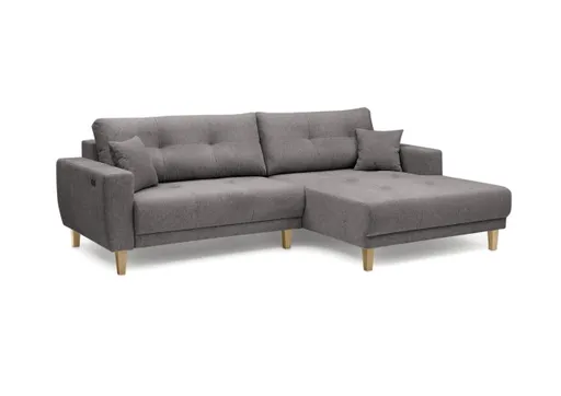 Ecksofa - 3-Sitzer, Ecke rechts inkl. elektrische Sitztiefenverstellung, Stoff, Mocca