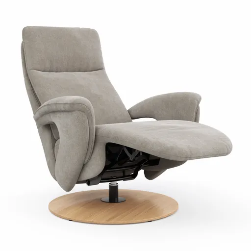 Sessel Tulsa Relax - Größe M, inkl. Kopf-/Fußteil/Rückenlehne verstellbar, Stoff, Graubeige
