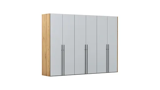 Drehtürenschrank Colorado - B ca. 307 cm, Glas, Hellgrau matt