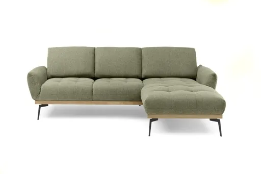 Ecksofa EDDIE - 2-Sitzer, Ecke rechts inkl. Rückenverstellungen, Stoff, Graugrün