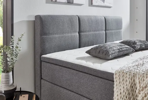 Boxspringbett SAMIRO- Liegefläche ca. 180x200 cm, Stoff, Grau
