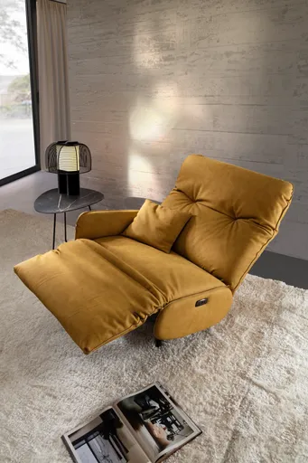 Loungesessel Lovere - Leder, Curry, Armlehne links