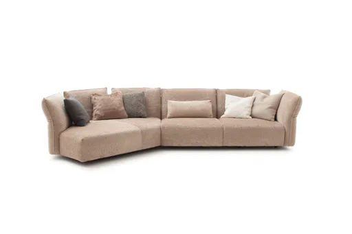 Trapezsofa Motone - Ecke links mit 2-Sitzer, Stoff, Beige