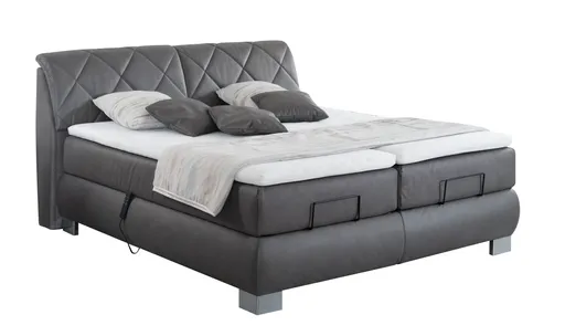 Boxspringbett - Liegefläche ca. 180x200 cm, Motor u. Fernbedienung, Stoff, Grau