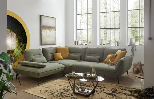 Ecksofa PAYTON - Ecke links, 2,5-Sitzer, Stoff, Dunkelgrün