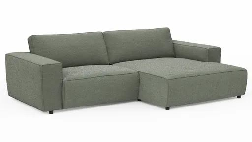 Ecksofa Lilaia - 1,5-Sitzer XL mit Chaise Longue XL rechts, Stoff, Olivgrün