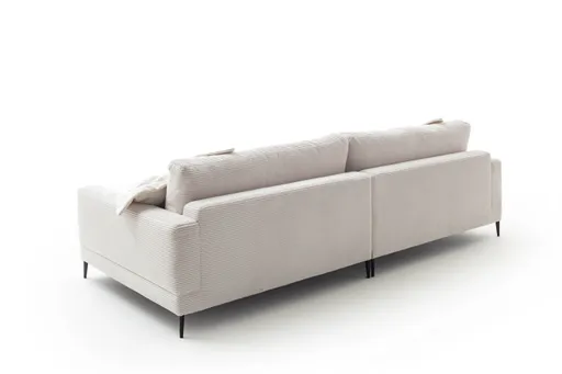 Ecksofa Janne - Longchair links, 1,5-Sitzer, Cord, Offwhite