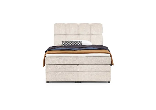Boxspringbett SANDRIN R- Liegefläche ca. 160x200 cm, Stoff, Creme, inkl. Stauraum	