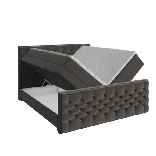 Boxspringbett- Liegefläche ca. 200x200 cm, Stoff, Dunkelgrau
