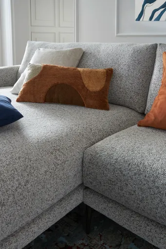 Ecksofa Cuneo Klassik - Longchair links, 2-Sitzer, Stoff, Hellgrau