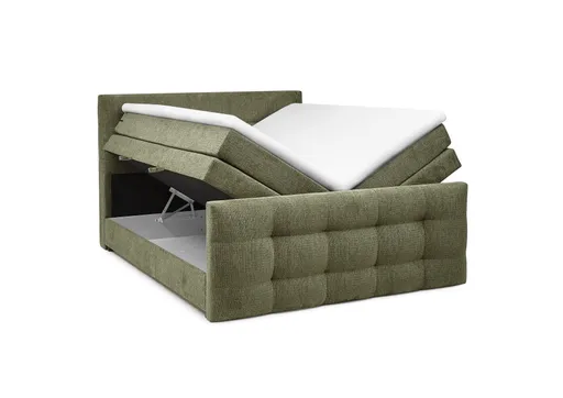 Boxspringbett SANDRIN- Liegefläche ca. 180x200 cm, Stoff, Grün
