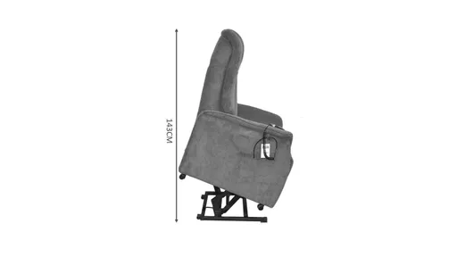 TV-Sessel MANDO - Aufstehhilfe, Relaxfunktion, Kopfteilverstellung, Stoff, Grau