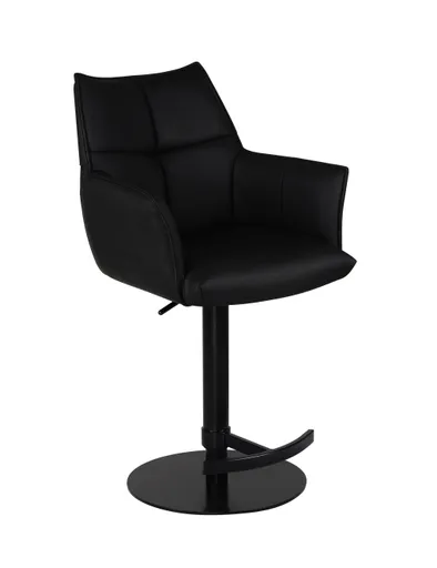 Barhocker MELE - drehbar, höhenverstellbar, Leder, Schwarz