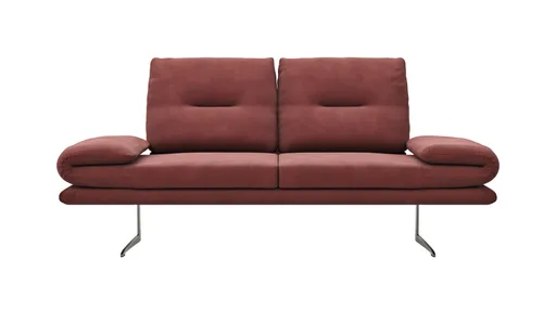 Sofa Lucero - 2,5-Sitzer inkl. Rückenlehne/Armlehne/Sitztiefe verstellbar und drehbares Sitzelement, Leder, Weinrot