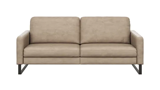 Sofa Enna - 3,5-Sitzer, Armlehne A, Leder, Taupe, Kufe, Schwarz