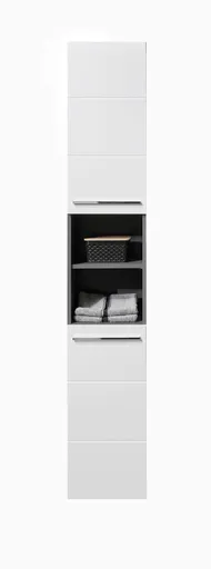 Hochschrank- B ca. 34 cm, Anthrazit, Weiß, Hochglanz