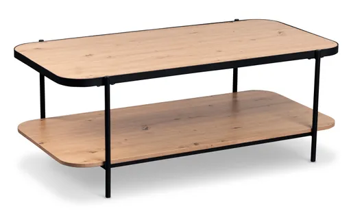Couchtisch - LB ca. 120x64 cm, Artisan Eiche Nachbildung, Schwarz