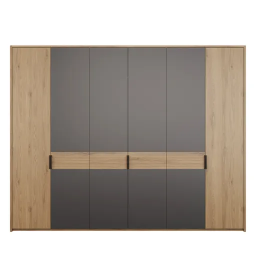 Drehtürenschrank FALLEA- B ca. 265 cm, Wildeiche Natur, Dunkelgrau