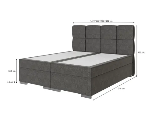 Boxspringbett SANDRIN R- Liegefläche ca. 160x200 cm, Stoff, Hellgrau