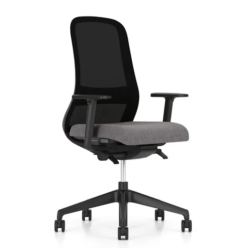 Bürodrehstuhl - mit Armlehnen, Stoff, Schwarz, Grau