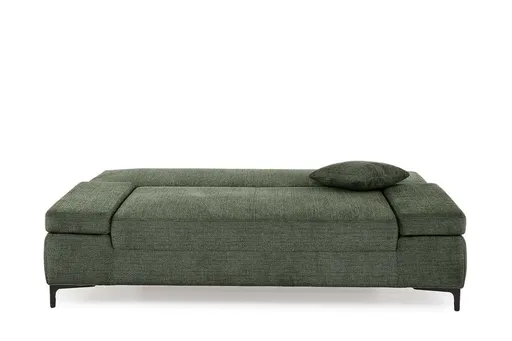 Sofa JEREMO - 2-Sitzer inkl. Schlaffunktion und Armlehnen verstellbar, Stoff, Dunkelgrün