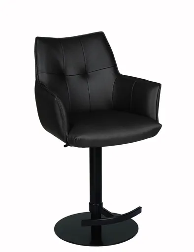 Barhocker MAKANA - drehbar, höhenverstellbar, Stoff, Schwarz