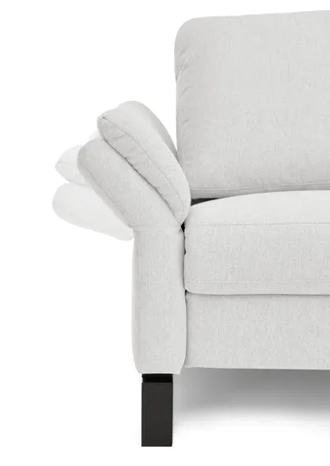 Ecksofa CALM PREMIUM 2.0 - 3-Sitzer mit Longchair rechts, Relaxfunktion motorisch, Armlehne verstellbar, Stoff, Hellgrau