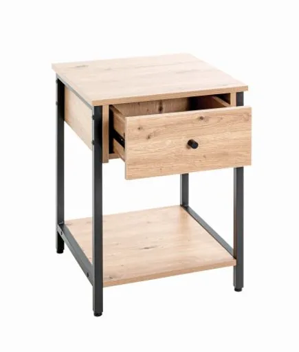 Beistelltisch - B/H/T ca. 40x55x40 cm, Eiche Nachbildung, Schwarz