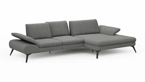 Ecksofa Collina - 2,5-Sitzer, Longchair rechts, Stoff, Dunkelgrau