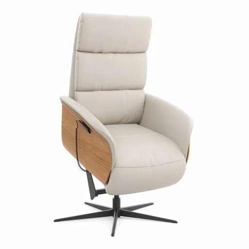 Relaxsessel Amila - Größe L, inkl. 4-motorischer Relaxfunktion und Aufstehhilfe, Leder, Silbergrau