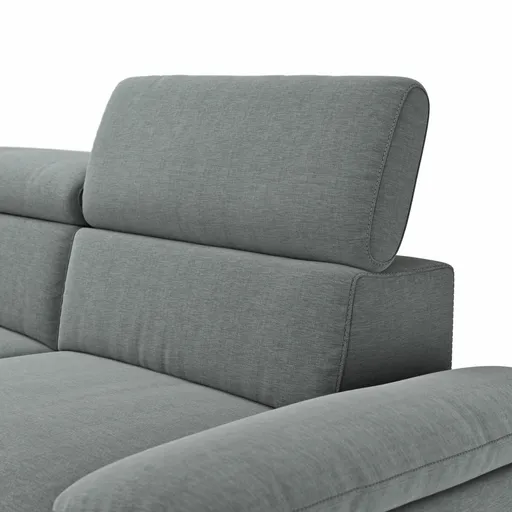 Ecksofa Felipa - Longchair links mit 2,5-Sitzer inkl. Armlehne verstellbar und Rückenlehne/Sitztiefe verstellbar (motorisch), Stoff, Grau