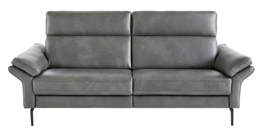 Sofa Atella - 3-Sitzer, inklusive Kopfteilverstellung, Leder, Anthrazit