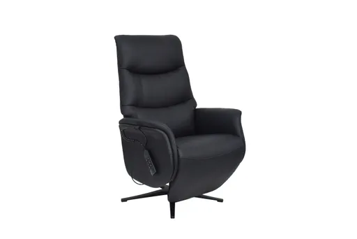 TV-Sessel MAREK - drehbar, Relaxfunktion, Kopfteilverstellung, Leder, Schwarz