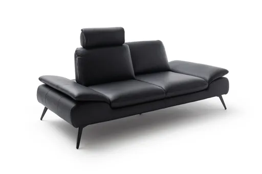 Sofa Collina - 2,5-Sitzer, Leder, Schwarz