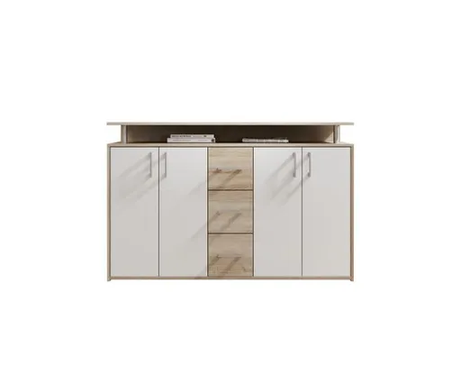 Highboard - B ca. 139 cm, Sonoma Eiche Nachbildung, Weiß