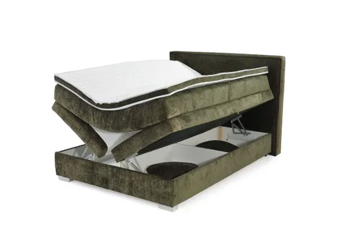 Boxspringbett JEANETTE- Liegefläche ca. 140x200 cm, Stoff, Grün