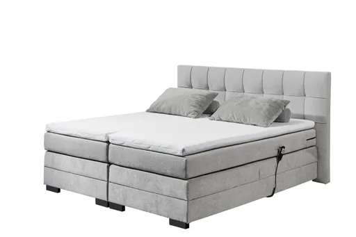 Boxspringbett - Liegefläche ca. 180x200 cm inkl. motorische Relaxfunktion, Stoff, Silberfarben