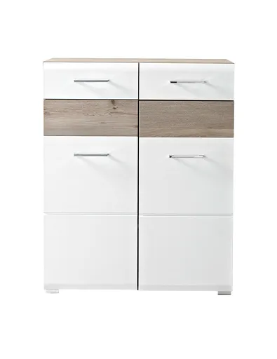 Schuhschrank - B ca. 84 cm, Silbereiche Nachbildung, Weiß
