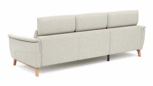 Ecksofa Nevin - Longchair links mit 2-Sitzer rechts, inkl. Kopfpolsterverstellung, Stoff, Weiß