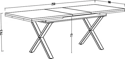 Esstisch - ausziehbar, LB ca. 200x100 cm, Viking Eiche, Schwarz