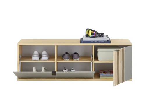 Hängeschuhschrank - B ca. 133 cm, Riva Eiche Nachbildung, Basalt